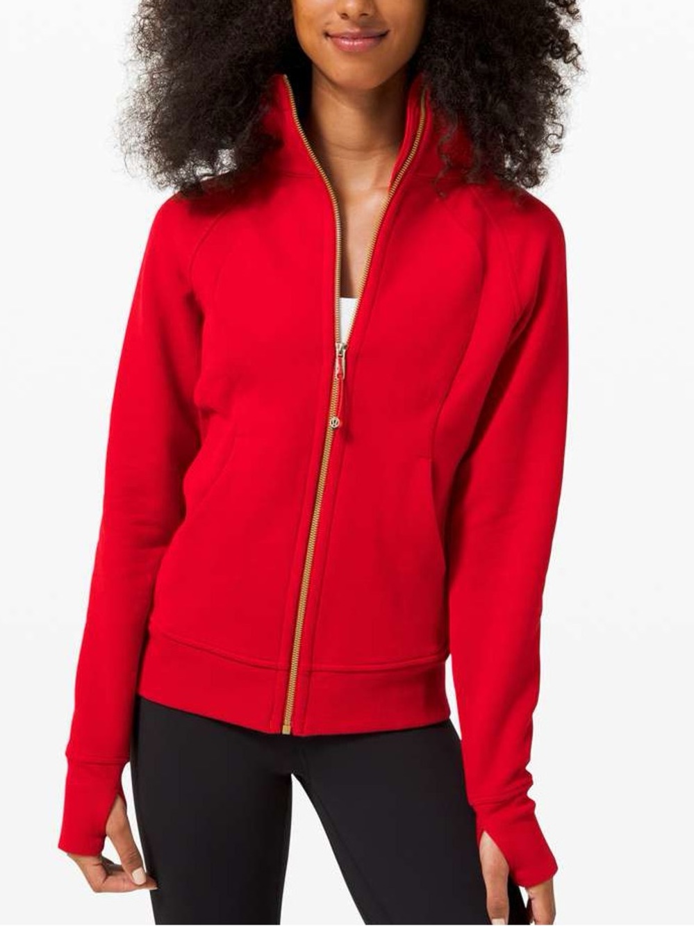 Lululemon Scuba Hoodie Full Zip *Light Cotton Fleece - Dark Red/Gold Sz 10